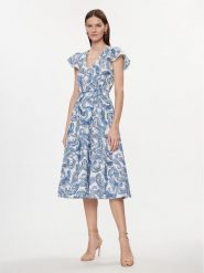 Nissa Sukienka codzienna RZ14825 Niebieski Regular Fit. Niebieskie sukienki damskie Nissa, bez wzorów, z bawełny, bez ramiączek. Za 1,479.00 zł.