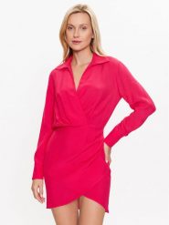 Sisley Sukienka codzienna 4B5FLV03L Różowy Regular Fit. Czerwone sukienki damskie Sisley, bez wzorów, z wiskozy, bez ramiączek. Za 259.99 zł.