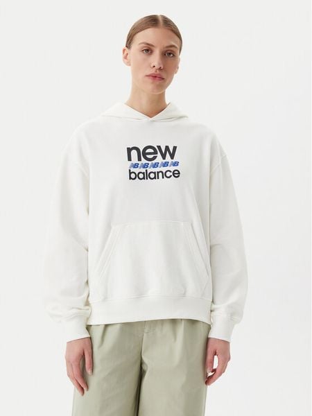 New Balance Bluza Sport Graphic WT51519 Biały Relaxed Fit. Białe bluzy damskie New Balance, xl, bez wzorów, z bawełny, bez kaptura. Za 169.99 zł.