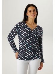 Aniston Koszulka w kolorze czarnym rozmiar: 38. Czarne bluzki damskie Aniston, bez wzorów, bez kołnierzyka, bez ramiączek. Za 126.99 zł.