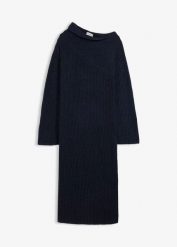 Sukienka z prążkowanej dzianiny. Niebieskie sukienki damskie bonprix, bez wzorów, z dzianiny, bez ramiączek. Za 139.99 zł.