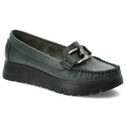 Zielone Stylowe Mokasyny Armodo Modne Obuwie Damskie. Zielone mokasyny damskie Armodo, na wiosnę, ze skóry, bez obcasa. Za 279.00 zł.