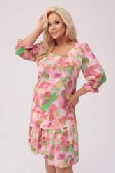 Sukienka Arie w wielokolorowy print XXL OVERSIZE WIOSNA. Sukienki damskie Moda Size Plus Iwanek, bez wzorów, z elastanu, bez ramiączek. Za 269.90 zł.