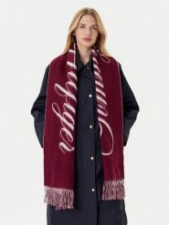 Tommy Hilfiger Szalik Script Logo AW0AW17786 Bordowy. Czerwone szaliki damskie Tommy Hilfiger, bez wzorów, z materiału. Za 389.99 zł.