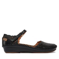 Półbuty Pikolinos. Czarne czółenka damskie Pikolinos, bez wzorów, bez obcasa, na koturnie, bez zapięcia. Za 489.99 zł.