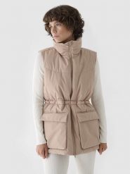 4F Kamizelka pikowana w kolorze beżowym rozmiar: XS. Brązowe kamizelki damskie 4F, xs, bez wzorów, bez kaptura. Za 96.37 zł.