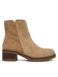 Clara Barson Botki CEO-LM13355-X06 Beżowy. Brązowe botki damskie Clara Barson, z materiału, bez obcasa, na płaskiej podeszwie, bez zapięcia. Za 159.99 zł.