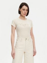 Guess T-Shirt W5GI47 KA0Q1 Écru Slim Fit. T-shirty damskie Guess, l, z aplikacjami, z bawełny, bez kołnierzyka. Za 109.99 zł.