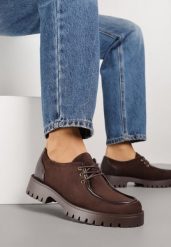 Brązowe Sznurowane Półbuty Mokasyny w Żeglarskim Stylu Charnys. Brązowe mokasyny damskie Born2be, z jeansu, bez obcasa. Za 119.99 zł.