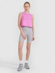 4F Legginsy krótkie dzianinowe damskie - szare M. Szare legginsy damskie 4F, m, bez wzorów, z dzianiny. W wyprzedaży za 59.99 zł.