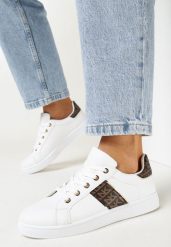 Biało-Brązowe Sneakersy z Wstawkami Dyvana. Białe obuwie sportowe damskie Born2be, bez zapięcia. Za 69.99 zł.