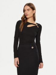 Guess Bluzka W5RP12 KAQL2 Czarny Regular Fit. Czarne bluzki damskie Guess, xxl, z aplikacjami, z syntetyku, bez kołnierzyka, bez ramiączek. W wyprzedaży za 195.00 zł.