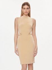 Guess Sukienka codzienna W4GK89 K7UW2 Beżowy Slim Fit. Brązowe sukienki damskie Guess, z aplikacjami, z wiskozy, bez ramiączek. Za 349.99 zł.