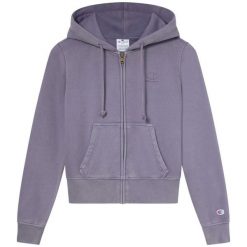 Bluza Z Kapturem Champion Z Zamkiem Na Całym Zameku Damskie. Fioletowe bluzy damskie Champion, s, bez wzorów, z bawełny, z kapturem. Za 338.99 zł.