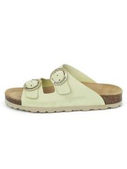 BABUNKERS Family Skórzane klapki w kolorze zielonym rozmiar: 36. Zielone klapki damskie BABUNKERS Family, bez wzorów, z otwartym noskiem, bez obcasa, bez zapięcia. Za 173.99 zł.