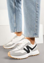 Szare Sneakersy z Ozdobnym Bieżnikiem Welorea. Szare obuwie sportowe damskie Born2be, z jeansu, bez zapięcia. Za 79.99 zł.