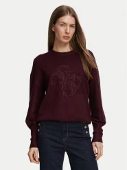 Guess Sweter W6BR52 Z1453 Bordowy Regular Fit. Czerwone swetry klasyczne damskie Guess, xxl, bez kołnierzyka. Za 434.99 zł.