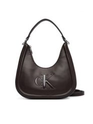 Calvin Klein Torebka Bold Ck Small Crescent Bag LV04F3561G Brązowy ciemny. Brązowe torebki klasyczne damskie Calvin Klein, ze skóry, bez dodatków. Za 409.99 zł.