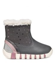 Geox Kozaki B Iupidoo Girl B5658A 0DHBC C0710 Szary ciemny. Szare kozaki dziewczęce Geox, bez wzorów, ze skóry, bez obcasa, bez zapięcia. Za 249.99 zł.