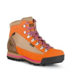 Buty trekkingowe damskie Aku Ultralight. Brązowe obuwie trekkingowe damskie Aku, z materiału, za kostkę, bez zapięcia. Za 499.00 zł.