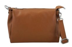 Minimalistyczna listonoszka ze skóry BARBERINI'S j. brązowa 951-12. Brązowe shopper bag Barberinis, bez wzorów, z lakierowanej skóry, małe, bez dodatków. Za 239.99 zł.