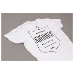 Koszulka KHE „Shield” rozmiar L. Białe koszulki damskie KHEBIKES, l, bez wzorów, z bawełny, bez kołnierzyka, bez ramiączek. Za 85.00 zł.