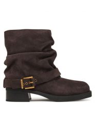 MICHAEL Michael Kors Botki Colby 40F5COFE5S Brązowy. Brązowe botki damskie MICHAEL Michael Kors, ze skóry, bez obcasa, na słupku, bez zapięcia. Za 1,059.00 zł.