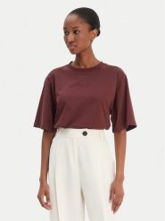 BOSS T-Shirt Enismall 50523256 Brązowy Oversize. Brązowe t-shirty damskie Boss, l, bez wzorów, z bawełny, bez kołnierzyka. Za 279.99 zł.