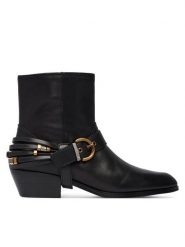PINKO Botki Jane 07 SD0557P001 Czarny. Czarne botki damskie Pinko, ze skóry, bez obcasa, na słupku, bez zapięcia. Za 1,399.00 zł.