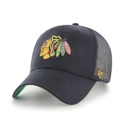 Czapka z daszkiem 47 Brand NHL Chicago Blackhawks Trucker H-BRANS04CTP-BK. Czarne czapki z daszkiem damskie 47 Brand, bez wzorów. Za 108.00 zł.