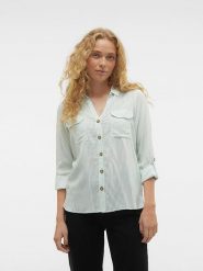 Vero Moda Koszula w kolorze jasnozielono-białym rozmiar: S. Białe koszule damskie Vero Moda, s, bez wzorów, bez kołnierzyka, bez ramiączek. Za 48.28 zł.