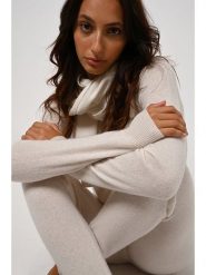 AUTHENTIC CASHMERE Kaszmirowy sweter "Etret" w kolorze kremowym rozmiar: XL. Brązowe swetry klasyczne damskie AUTHENTIC CASHMERE, xl, z kaszmiru, bez kołnierzyka. Za 215.21 zł.