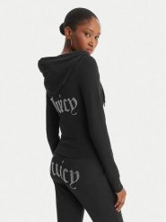 Juicy Couture Bluza Oola JCWAS126306 Czarny Slim Fit. Czarne bluzy damskie Juicy Couture, m, bez wzorów, z bawełny, bez kaptura. Za 419.99 zł.