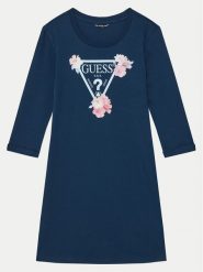 Guess Sukienka codzienna J3YK13 KA6W4 Błękitny Regular Fit. Niebieskie sukienki dziewczęce Guess, z aplikacjami, z bawełny, bez ramiączek, proste. Za 109.99 zł.