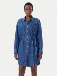 G-Star Raw Sukienka jeansowa D26814-D252 Granatowy Regular Fit. Niebieskie sukienki damskie G-Star Raw, bez wzorów, z bawełny, retro, bez ramiączek. Za 519.99 zł.