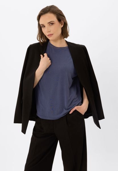 Koszulka casual T-SUS. Niebieskie koszulki damskie Volcano, m, z aplikacjami, z materiału, bez kołnierzyka, bez ramiączek. Za 89.99 zł.