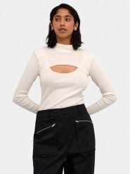 Karen by Simonsen Bluzka Mandarina 10104770 Écru Regular Fit. Bluzki damskie Karen by Simonsen, xs, bez wzorów, z bawełny, bez kołnierzyka, bez ramiączek. Za 129.99 zł.