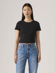 Levi's Koszulka w kolorze czarnym rozmiar: M. Czarne bluzki damskie Levi's, m, bez wzorów, z bawełny, bez kołnierzyka, bez ramiączek. Za 51.95 zł.