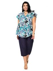 Aller Simplement Bluzka w kolorze biało-niebieskim rozmiar: 54-58. Białe bluzki damskie Aller Simplement, bez wzorów, z bawełny, klasyczne, bez kołnierzyka, bez ramiączek. Za 60.99 zł.