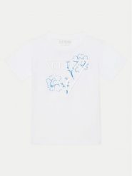 Guess T-Shirt L5GI09K 8HM4 Biały Regular Fit. Białe t-shirty i koszulki chłopięce Guess, z aplikacjami, z bawełny, bez kołnierzyka, bez ramiączek. Za 69.99 zł.