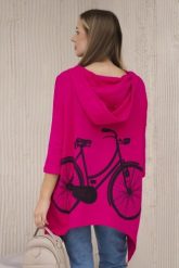 Bluza z nadrukiem roweru fuksja. Czerwone bluzy damskie KESI, l, bez wzorów, z bawełny, z kapturem. Za 218.51 zł.