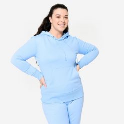 Bluza z kapturem damska Domyos Gym & Pilates. Zielone bluzy damskie DOMYOS, m, bez wzorów, z bawełny, z kapturem. Za 99.99 zł.
