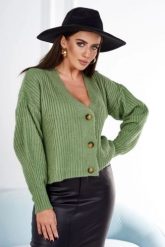 Sweter zapinany na guziki prążkowany ciemny miętowy. Zielone swetry klasyczne damskie KESI, l, prążkowane, bez kołnierzyka, plus size. Za 150.97 zł.