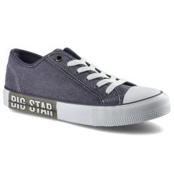 Granatowe Trampki Big Star Damskie Modne Obuwie. Niebieskie trampki damskie Big Star, bez wzorów, z denimu, bez zapięcia. Za 89.99 zł.