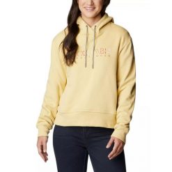 Bluza turystyczna damska Columbia Lodge Hoodie z kapturem. Żółte bluzy damskie Columbia, xs, bez wzorów, z kapturem. W wyprzedaży za 299.00 zł.