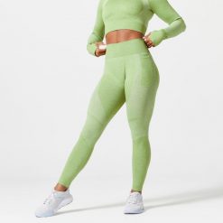 Legginsy fitness damskie Domyos. Zielone legginsy damskie DOMYOS, l, bez wzorów, z elastanu. Za 119.99 zł.