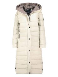 Geographical Norway Płaszcz pikowany w kolorze kremowym rozmiar: S. Brązowe płaszcze damskie Geographical Norway, s, bez wzorów, bez kaptura. Za 237.17 zł.