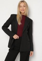 Czarna Taliowana Marynarka VICES z Usztywnionymi Ramionami Aravita. Czarne marynarki i żakiety damskie Born2be, l, bez wzorów, eleganckie. Za 179.99 zł.