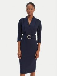 Rinascimento Sukienka koktajlowa CFC0126777003 Granatowy Slim Fit. Niebieskie sukienki damskie Rinascimento, bez wzorów, z syntetyku, wizytowe, bez ramiączek. Za 489.99 zł.