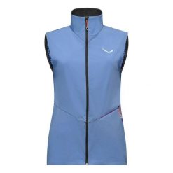 Kurtka przeciwwiatrowa bez rękawów damska Salewa Pedroc. Niebieskie kurtki sportowe damskie Salewa, xs, bez wzorów, z softshellu, bez kaptura. Za 529.60 zł.